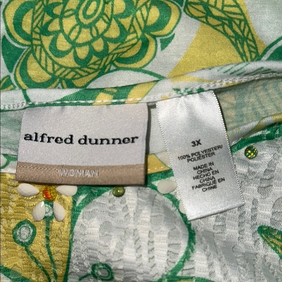 Alfred Dunner Green and Yellow Boxy Blouse 54 - Picture 5 of 6